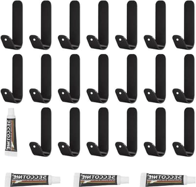 20 Stuks Zelfklevende Handdoekhaken voor Muurbevestiging zonder Boren - Perfect voor Het Ophangen van Paraplu's, Sleutels en Kleding (Zwart)