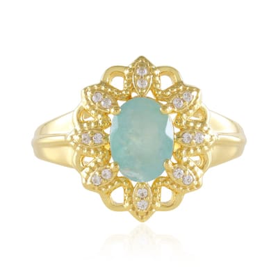 Cavill - zilveren ring met Grandidieriet 1,114 ct - 925 sterling zilver verguld - elegante ovale ring met 16 zirkonen 0,106 ct - filigraan design
