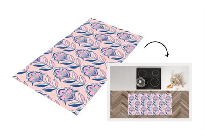Keukenloper 120x60 cm - Keukenmat vinyl Retro - Design - Bloemen - Keukenmatten loper - Keuken vloerkleed tapijt