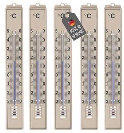 Buitenthermometers Set van 5, Temperatuur -30 °C tot +50 °C, Weerbestendig en Analoge Thermometers voor Binnen en Buiten