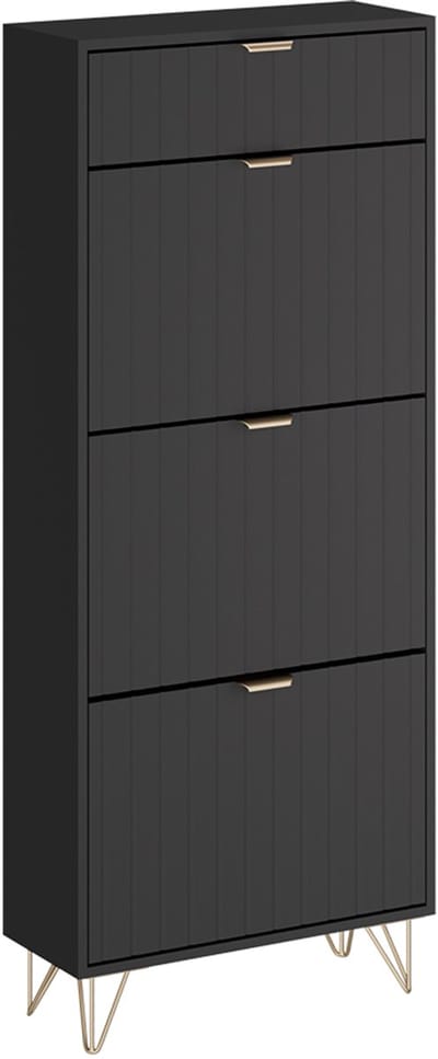 Vicco Helge Schoenenkast – 60 x 145 cm 3 compartimenten Zwart