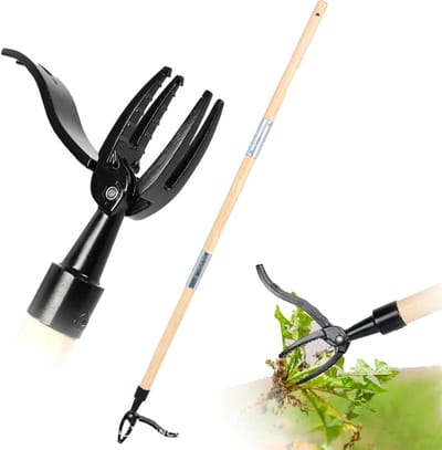 Onkruidtrekker Staand - Wieden Tool - Gazon Onderhoud - Grijpt Wortels - Lange Steel - Zwart
