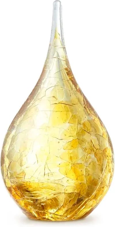Urnencenter Druppel Mini Urn Kristalglas - Krakale Goud - Urn voor as - Gedenkartikel - Gedenksteen - Urn Hond - Urn Kat - Urn Dierbare