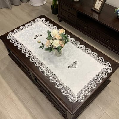 Tafelkleed Rechthoekig Tafelkleed Europees Geborduurd Koffietafelhoes Tafel Westerse Thee bloem Effen Kleur Stof Kant Boek 50X100cm