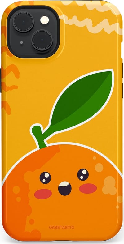 Casetastic Hoesje Geschikt voor Apple iPhone 15 Plus Magsafe - Stijlvolle Beschermende Duo-layer Case - Vrolijke Sinaasappel