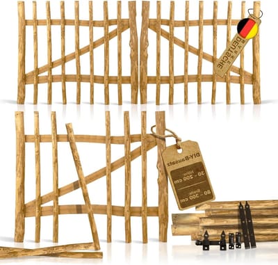 Houten Tuinpoort - Hekwerk Poort - Toegang Creëren - Natuurlijk Hazelnoot - 120x150 cm - Natuurlijk