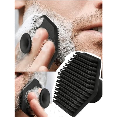 1 pièce Brosse Nettoyante Visage en Silicone Portable & Brosse Exfoliante & Brosse à Barbe & Outil de Massage noir