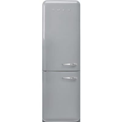 SMEG Koelkast Retro Vrijstaande ijskast Koelkast, Jaren 50, Koel-vriescombinatie, Vrijstaand , Positie scharnier: Links, Zilver