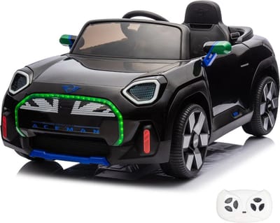 Volkswagen E-Buggy 12V Elektrische Kinderauto 1 tot 5 jaar – Officieel Gelicentieerd Accuvoertuig met Afstandsbediening – Retro Strandauto met Bluetooth, Kofferbak & Schokdempers – Zwart