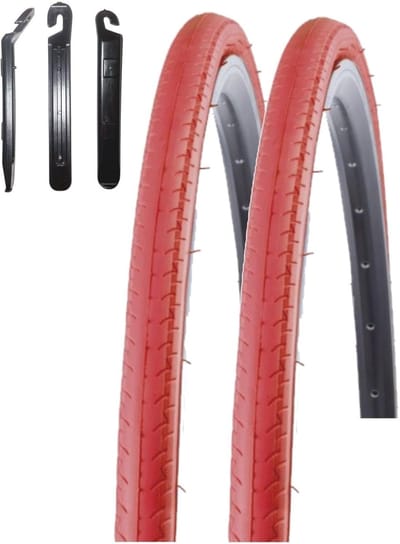 Racefiets Banden - Wielset Velgen - Fietsen Onderhoud - Inclusief Bandenlichters - 700 x 26C - Rood