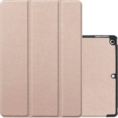 Hoes - Geschikt voor Apple iPad 8 (2020) - 10.2 inch - 8e Generatie - Dun & Stevig - Trifold Bookcase - Hard Cover - Hardcover Book Case - Tablet Hoesje - Goud