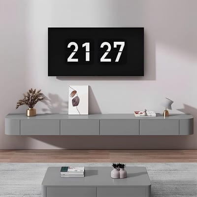 Wandgemonteerd TV Meubel 300x24x20 cm – Zwevende TV Kast met Deur & Lade, Kabelmanagement & Grote Opbergruimte – Moderne Floating Entertainment Unit voor Woonkamer & Kantoor – HomebyNicole