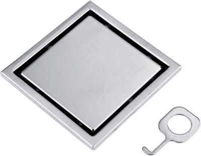 Dailygoods- Afvoerrooster Roestvrij Staal - Doucheafvoer - Geurremmende Bodemafvoer - Vierkante Vorm - Afneembare Afdekking - Eenvoudige Reiniging - Vloerafvoer