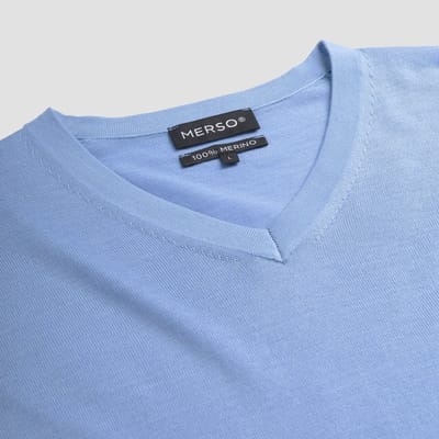 MERSO V-Hals – Merino Trui – 100% Merino Wol – Amalfi Blue