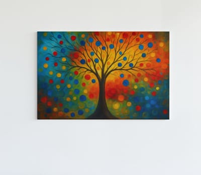 Canvas Schilderij - Boom van het Leven - Kunst - Wanddecoratie - Woonkamer - 60x40x2 cm