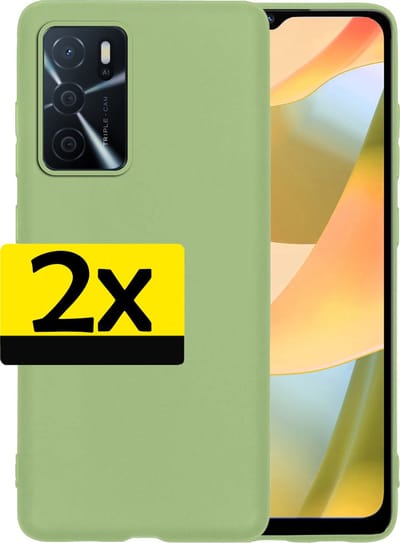 Hoesje - 2 Stuks - Geschikt voor OPPO A16s - Sterk & Shockproof - Case Siliconen - Back Cover - Telefoon Hoes - Telefoonhoesjes - Groen