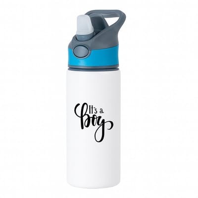 Hacebo® - It's a Boy waterfles met rietje blauw - Baby - Kersverse ouders - Geboorte kraamcadeau jongen - babyshower - water fles - 650ML