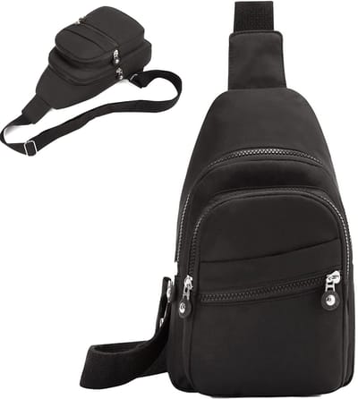 Wishdor Sling Bag Dames - Zwarte Crossbody Tas - Waterafstotend Nylon - Festivaltasje & Reistas met Anti-Diefstal Vak