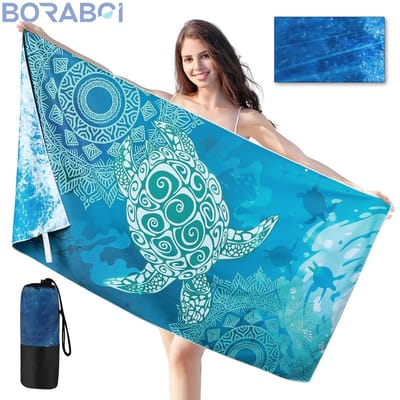 Strandhanddoek - Microvezel - 180x90 cm - Lichtblauw - Zandvrij