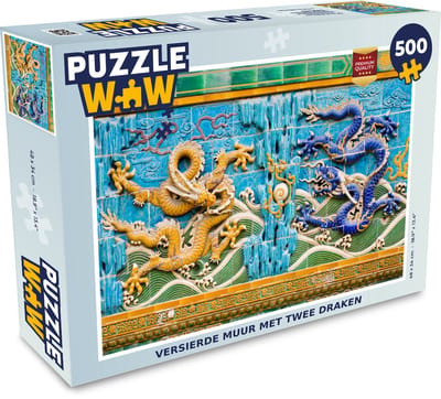 Puzzel Versierde muur met twee draken - Legpuzzel - Puzzel 500 stukjes
