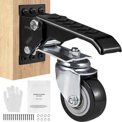 NELLA Zwenkwielen 6,3 cm voor Werkbank - Set van 4 - 360° Draaibaar - Intrekbaar - Draagvermogen 4x75 kg - Geruisloos en Krasvrij