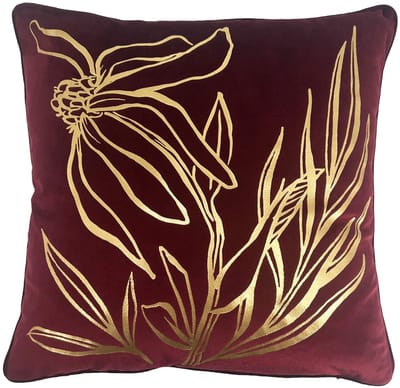 Dutch Decor LONNEKE - kussenhoes 45x45 cm - bladmotief - Pomegranate - rood - met rits - zonder binnenkussen