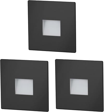 LED Traplamp - Wandlamp Inbouw - Oriëntatie Buiten - Waterdicht IP65 - 85 x 85mm - Zwart