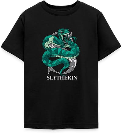 Harry Potter Slytherin Coat of Arms Monochrome T-Shirt Tiener