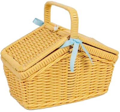 BigJigs picknick speelgoedset in mand met 18-delige accessoires.