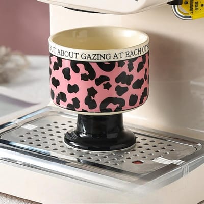 Roze Luipaardprint Hoge Voet IJsbeker Keramisch Hoge Waarde Licht Luxe Ontwerp Niche IJsbeker Meisjes Zoet Wijnglas 220ml black