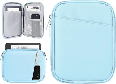 Tablethoes voor 6-7 inch tablets, beschermende hoes met tas in baby blauw, ideaal voor onderweg