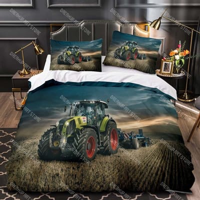 Jongens Tractor Print Beddengoed Set Mannen Bouwauto's Patroon Dekbedovertrek Voor Kinderen Zwaar Materieel Voertuigen Dekbedovertrek U Queen 210x210cm