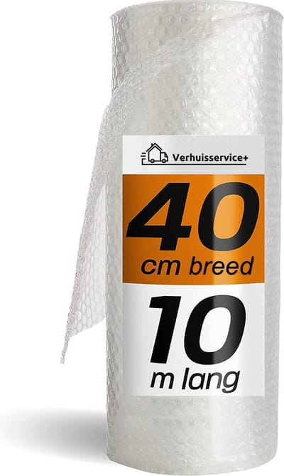 Noppenfolie M - 40cm x 10m - Bubble Wrap Rol - Bubbeltjes plastic - Extra sterk - Bescherm uw spullen - Voor inpakken en verhuizen - Bubbeltjesplastic