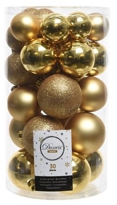Decoris kerstballen - 90x st - goud - 4, 5 en 6 cm - kunststof - kerstversiering