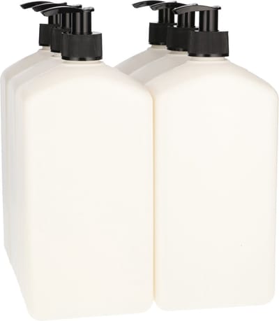6 x Plastic Fles 1000 ml Dispenserpomp zwart - Gerecycled HDPE Kunststof- Gerecycled HDPE Kunststof - Onbreekbaar - ca. 70% minder Co2 uitstoot door gerecycled materiaal - 6 stuks