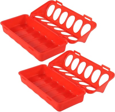 Kippenvoedermachine 2 stuks - Gevogelte voerbak - Voer verdelen - Zelfautomaat met 6 vakken - 12 cm - Transparant