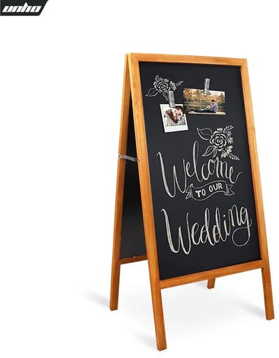 ITRONIQ Houten Krijtbord op Standaard 100x50 cm - Dubbelzijdig Stoepbord - Schoolbord met Houten - Bord Voor Horeca en Events