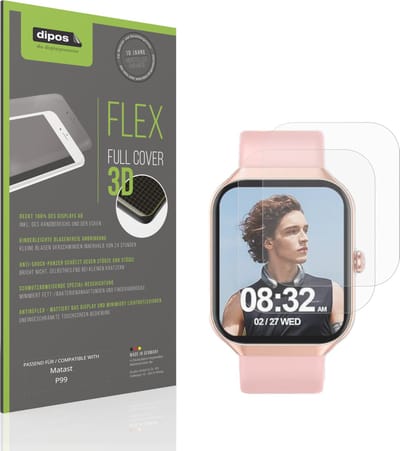 dipos FLEX – 2x Matte Screenprotector geschikt voor Matast P99 | Volledige Schermbescherming | Case-Friendly