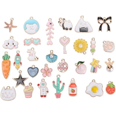 30 stuks verschillende patronen legering hanger voor het maken van ketting armband oorbellen DIY sieraden accessoires white