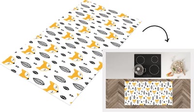 Keukenloper - Loper keuken - Vos - Scandinavisch - Kinderen - Bladeren - Patronen - 120x60 cm - Keukenloper vinyl