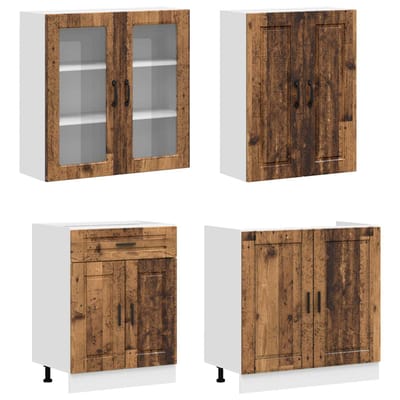 vidaXL Keukenblok PORTO 4 st Oud hout Bewerkt hout