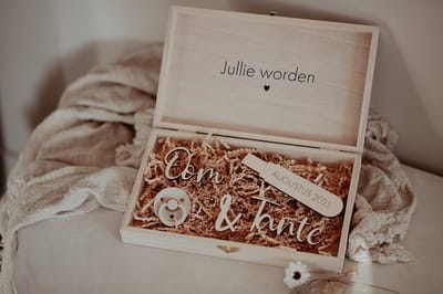 BolleToet - XL houten kistje hartje - Jullie worden oom & tante - zwangerschapsaankondiging