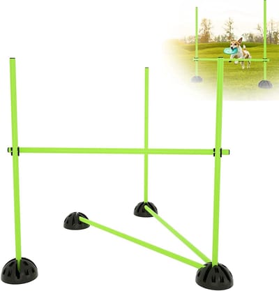 Springstokset Trainingsstok, Multifunctionele hordenset, Trainingsstok voor sprongkracht en behendigheidscoördinatie, Bevat 15 palen, 10 beugels en 10 clips, Groen