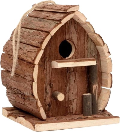 Houten Vogelhuisje - Nestkastje Tuin - Vogels Aantrekken - Rustieke Tuindecoratie - 13 x 10 x 16 cm - Natuurlijk Hout