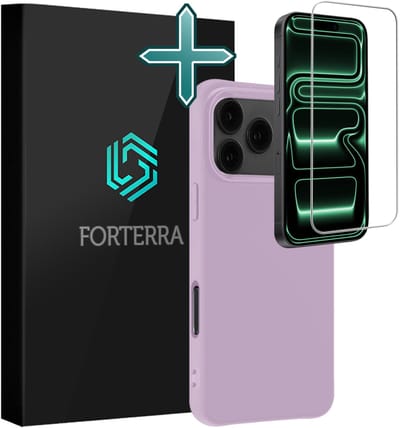 Hoesje Met Screenprotector - Geschikt voor Apple iPhone 17 Pro - Sterk & Shockproof - Telefoon Hoes - Back Cover - Siliconen Case - Lila