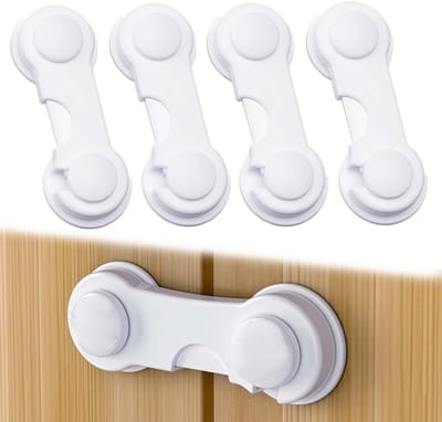 Veiligheidssloten voor Kinderen - 8 Stuks Witte Deursloten voor Koelkasten en Kasten, Sterk en Betrouwbaar