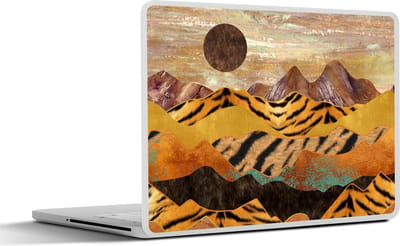 Laptop sticker - 17.3 inch - Tijgerprint - Marmer print - Goud - 40x30cm - Laptopstickers - Laptop skin - Cover