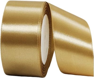 40 mm breed dik champagne-gouden lint voor geschenkverpakking, 22 m 1,5 inch grote stoffen satijnen lint voor geschenkverpakking, linten voor knutselen, boeketten, trouwauto, geschenken, taart