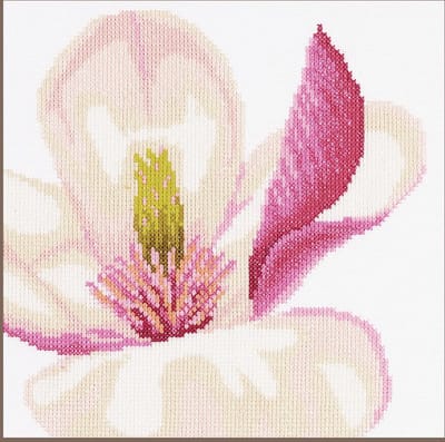 Lanarte Borduurpakket - Borduurset - Borduurpakket volwassenen - Telpakket kit - 20 x 20cm - Magnolia bloem - PN-0008163