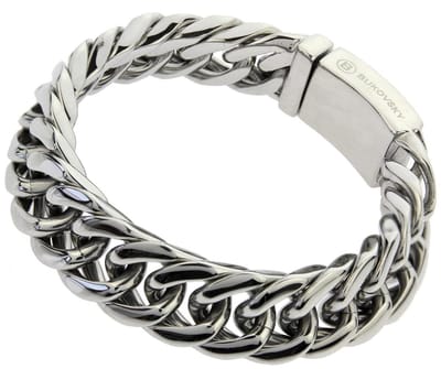 Bukovsky - Stalen Schakelarmband - "Chase Small" - 18 cm - Gepolijst - Zilverkleur - Glanzend - Rvs - 316L Stainless Steel